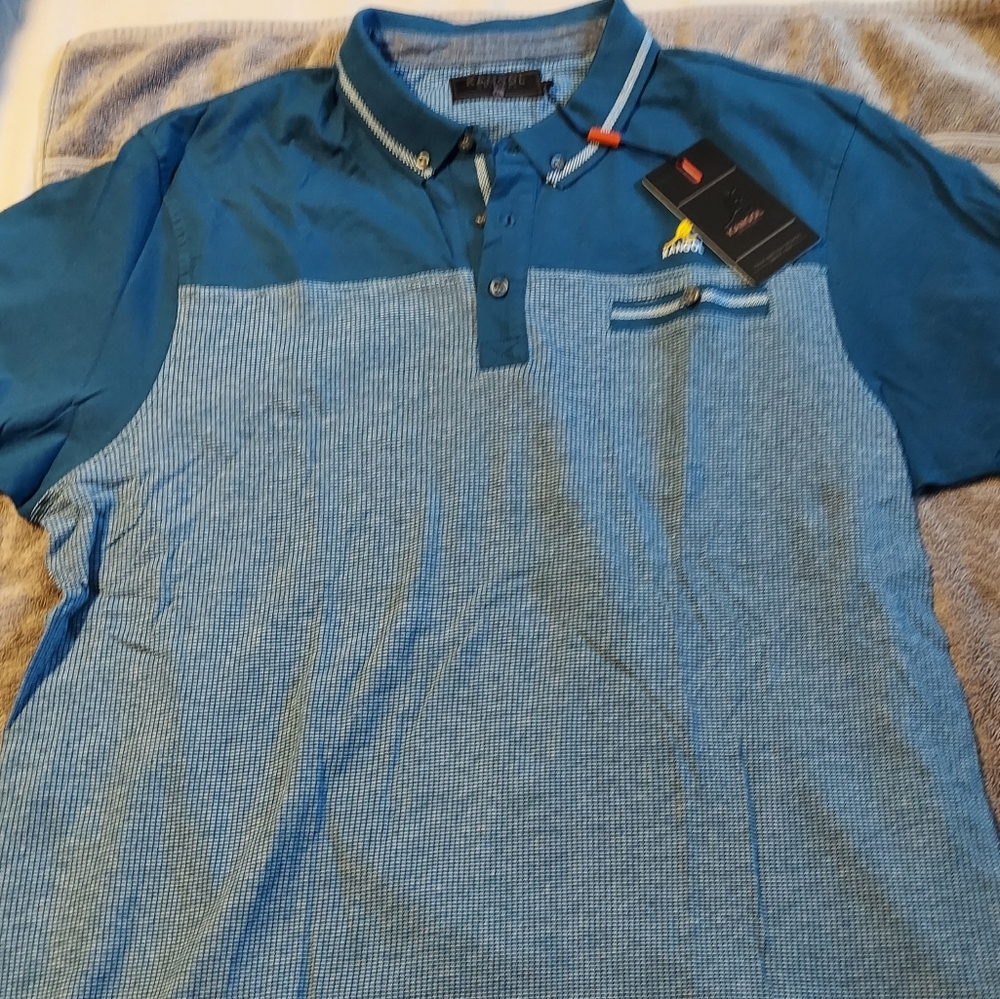 Kangol Men's XL Teal-Blue Polo and Retro Detailing